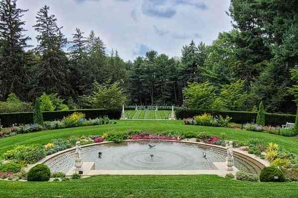 The Reflecting Pool Terrace at Greenwood Gardens in Short Hills, New Jersey.