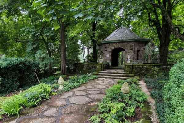 A summerhouse at Greenwood Gardens in Short Hills, New Jersey.